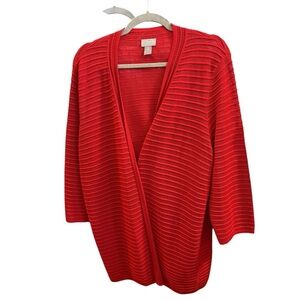 Chico’s Travelers Collection Red Open Front Cardigan Sweater Jacket Size 3X